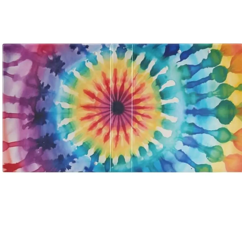 3 Ring Binder with Clipboard, 3 Interior PVC Clear Pockets- Rainbow Tiedye